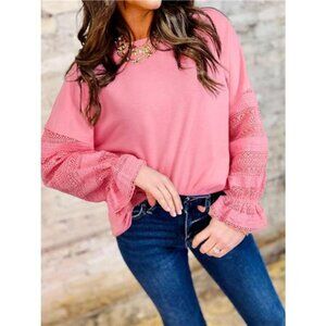 ✨NWT Lace‎ Detail Flounce Sleeve Sweatshirt